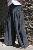 Made in Italy Marina Chalk Stripe Palazzo Pant Black